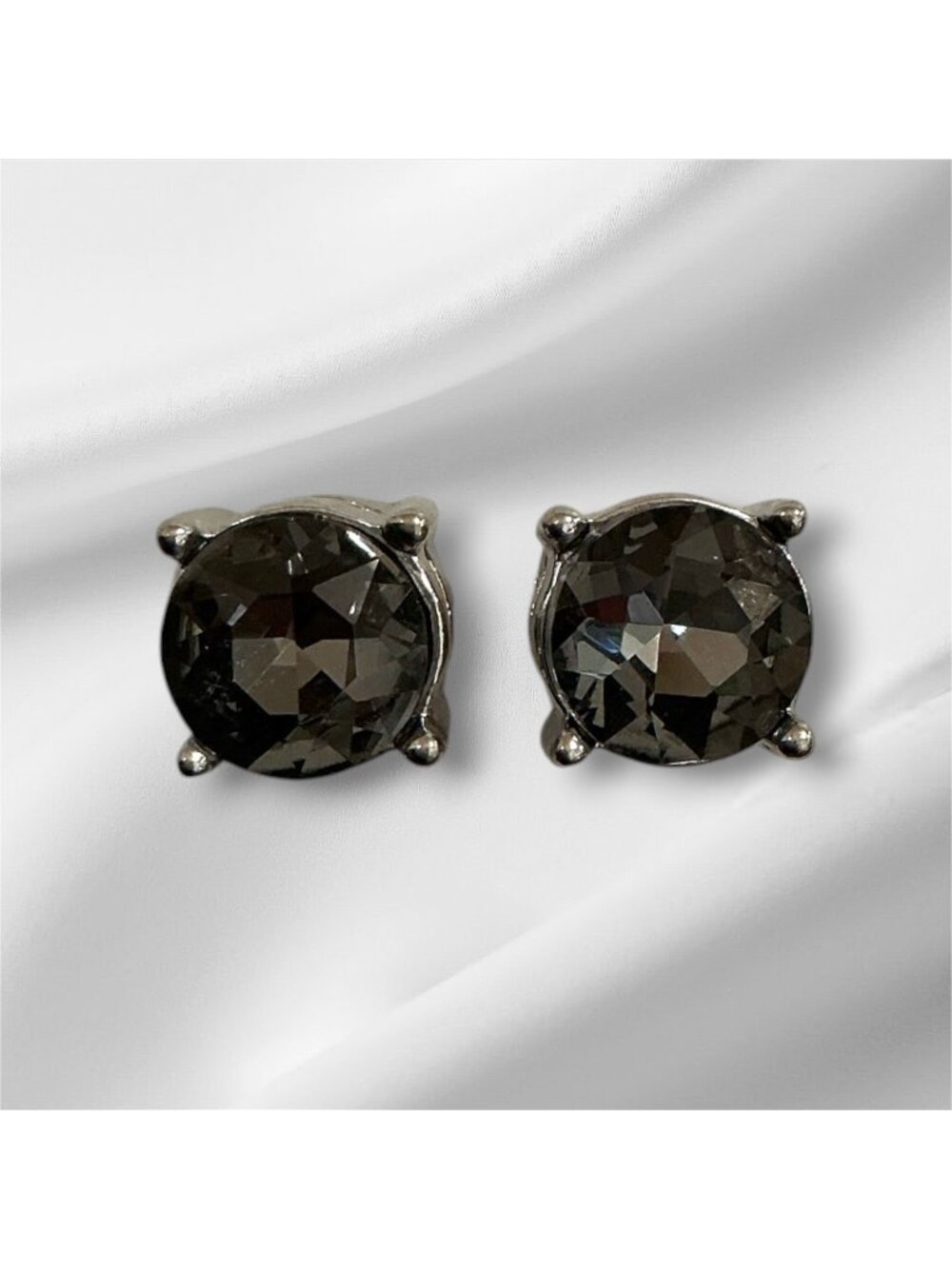 Sterling Silver Stud  Earrings With Faceted Stones